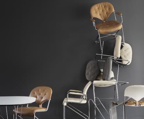 Sam karmstol krom naturale camel
